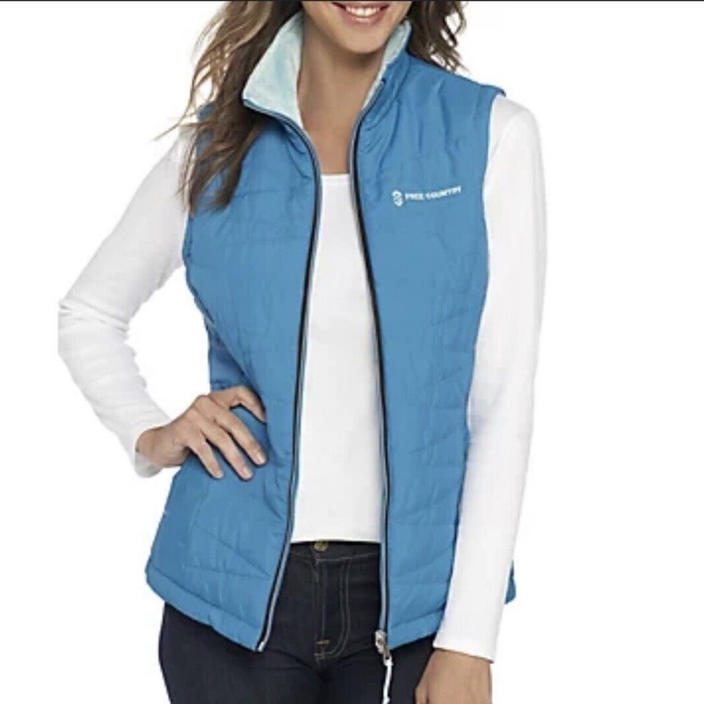 EU Free Country Blue Limitless Cloud Lite Fleece Reversible Puffer Vest